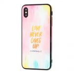 Чохол для iPhone Xs Max glass "love never gives up"