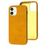 Чохол для iPhone 12 mini Leather croco full жовтий