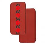 Чохол-книжка Xiaomi Redmi 9T з малюнком червоні квіти