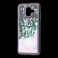 Чехол для Samsung Galaxy A6 2018 (A600) Блестки вода светло-розовый "yes you can"