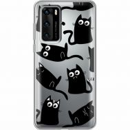 Силіконовий чохол BoxFace Huawei P40 с 3D-глазками Black Kitty (39747-cc73)