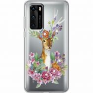 Силіконовий чохол BoxFace Huawei P40 Deer with flowers (939747-rs5)