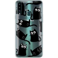 Силіконовий чохол BoxFace Samsung A207 Galaxy A20s с 3D-глазками Black Kitty (38126-cc73)