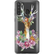 Силіконовий чохол BoxFace Samsung A215 Galaxy A21 Deer with flowers (939761-rs5)