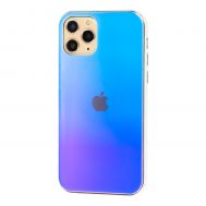 Чохол для iPhone 11 Pro Rainbow glass з лого синій