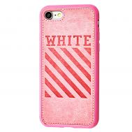 Чохол для iPhone 7 / 8 off-white leather рожевий