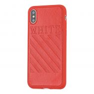 Чохол для iPhone Xs Max off-white leather червоний