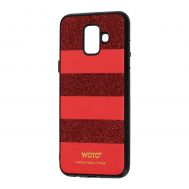 Чохол для Samsung Galaxy A6 2018 (A600) woto з блискітками червоний