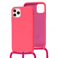 Чохол для iPhone 11 Pro Wave Lanyard with logo bright pink