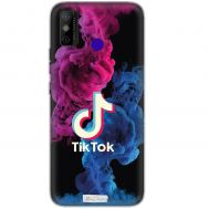 Чохол для Tecno Spark 6 Go TikTok лого рожево-синій дим