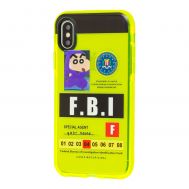 Чохол для iPhone X / Xs Neon print FBI