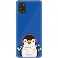 Чехол для Samsung Galaxy A31 (A315) MixCase новый год пингвин с гирляндой