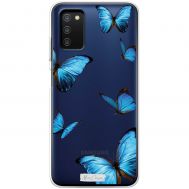Чохол для Samsung Galaxy A03s (A307) MixCase метелики блакитний колір
