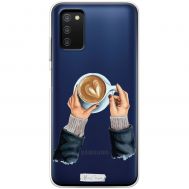 Чохол для Samsung Galaxy A03s (A037) MixCase дівчина з кавою серце