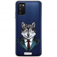 Чохол для Samsung Galaxy A03s (A037) MixCase тварини вовк у костюмі