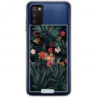 Чохол для Samsung Galaxy A03s (A037) MixCase тварини тигр з квітами
