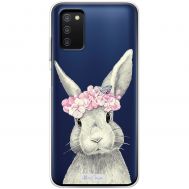 Чохол для Samsung Galaxy A03s (A037) MixCase тварини кролик з квітами