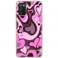Чохол для Samsung A02s (A025) MixCase день закоханих серця на рожевому