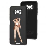 Чохол для Xiaomi Poco X3 / X3 Pro Mixcase чорний із замшею дівчина в костюмі