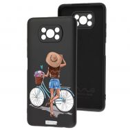 Чохол для Xiaomi Poco X3 / X3 Pro Mixcase чорний із замшею дівчина з велосипедом