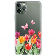 Чохол для iPhone 11 Pro Mixcase квіти тюльпани з двома метеликами