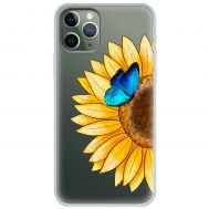 Чохол для iPhone 11 Pro Max Mixcase квіти соняшник з блакитним метеликом