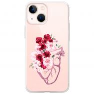 Чохол для iPhone 13 mini Mixcase квіти серце поросло квітами
