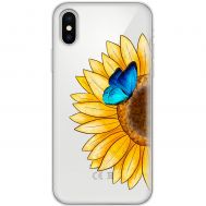 Чохол для iPhone Xs Max Mixcase квіти соняшник з блакитним метеликом