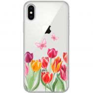 Чохол для iPhone Xs Max Mixcase квіти тюльпани з двома метеликами