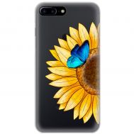 Чохол для iPhone 7 Plus / 8 Plus Mixcase квіти соняшник з блакитним метеликом
