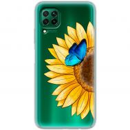 Чохол для Huawei P40 Lite Mixcase квіти соняшник з блакитним метеликом
