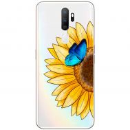 Чохол для Oppo A5 / A9 (2020) Mixcase квіти соняшник з блакитним метеликом