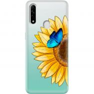 Чохол для Oppo A31 Mixcase квіти соняшник з блакитним метеликом