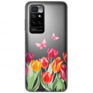 Чохол для Xiaomi Redmi 10 Mixcase квіти тюльпани з двома метеликами