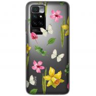 Чохол для Xiaomi Redmi 10 MixCase квіти і білий метелик