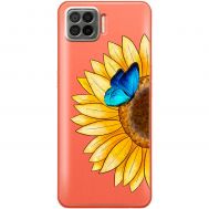Чохол для Oppo A73 (2020) Mixcase квіти соняшник з блакитним метеликом