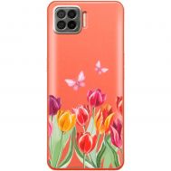 Чохол для Oppo A73 (2020) Mixcase квіти тюльпани з двома метеликами