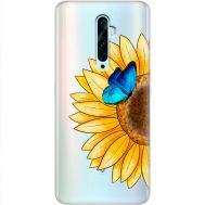 Чохол для Oppo Reno 2z Mixcase квіти соняшник з блакитним метеликом