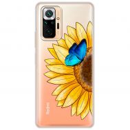 Чохол для Xiaomi Redmi Note 10 Pro Mixcase квіти соняшник з блакитним метеликом