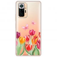 Чохол для Xiaomi Redmi Note 10 Pro Mixcase квіти тюльпани з двома метеликами