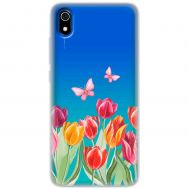 Чохол для Xiaomi Redmi 7A Mixcase квіти тюльпани з двома метеликами