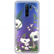 Чохол для Xiaomi Redmi 9 Mixcase квіти білі квіти лісові трави
