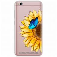 Чохол для Xiaomi Redmi 5A Mixcase квіти соняшник з блакитним метеликом