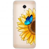 Чохол для Xiaomi Redmi 5 Plus Mixcase квіти соняшник з блакитним метеликом