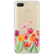 Чохол для Xiaomi Redmi 6 Mixcase квіти тюльпани з двома метеликами