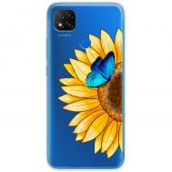 Чохол для Xiaomi Redmi 9C Mixcase квіти соняшник з блакитним метеликом