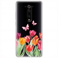 Чохол для Xiaomi Mi 9T / Redmi K20 Mixcase квіти тюльпани з двома метеликами