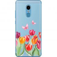 Чохол для Xiaomi Redmi Note 4x Mixcase квіти тюльпани з двома метеликами