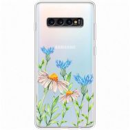 Чохол для Samsung Galaxy S10+ (G975) Mixcase квіти волошки та ромашки