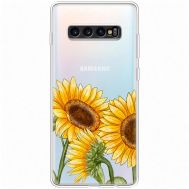 Чохол для Samsung Galaxy S10+ (G975) Mixcase квіти три соняшники